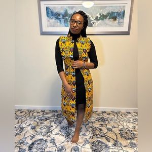 Multi colored sleeves African prints kimono with pockets